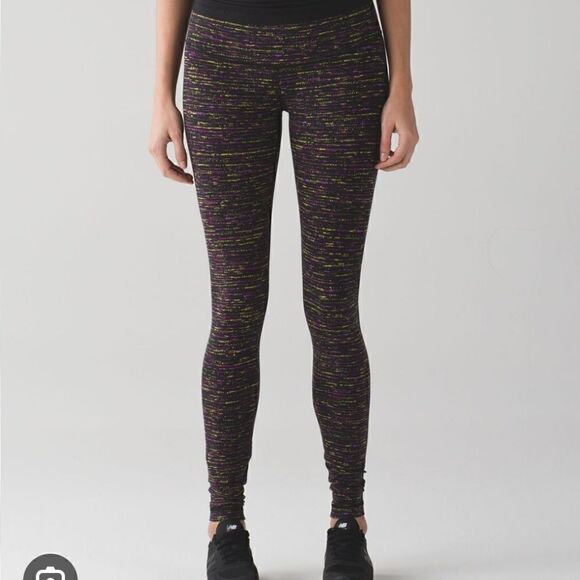 lululemon athletica Pants - Lululemon Wunder Under Tweed Runner Aurora Leggings Purple Yellow Size 2